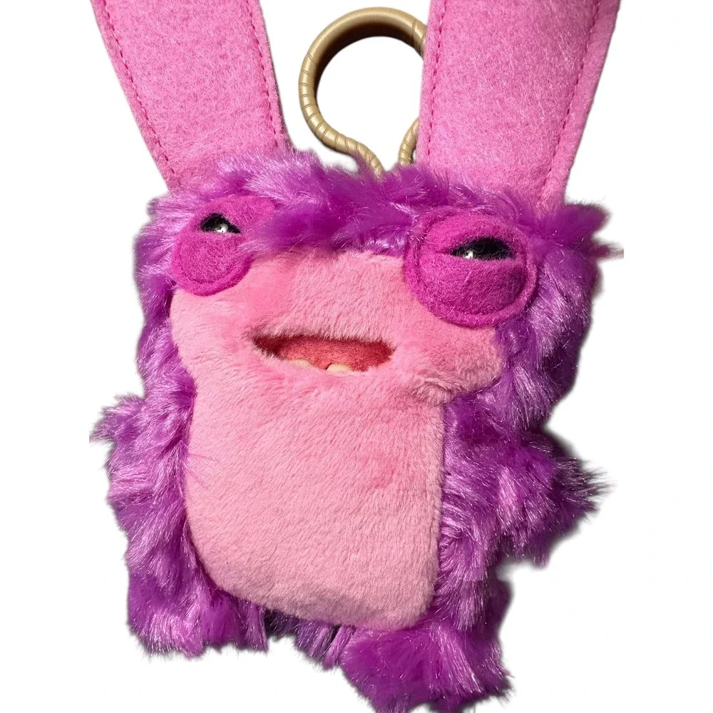 ZURU Fuggler Purple Bunny Rabbit LORD LONG EARS Ugly‎ Monster Keychain Clip On